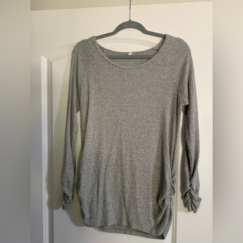 PinkBlush Heather Grey Ribbed Knit Ruched Maternity Top